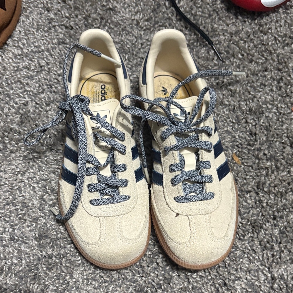 Adidas Kids Beige and Navy Sneakers